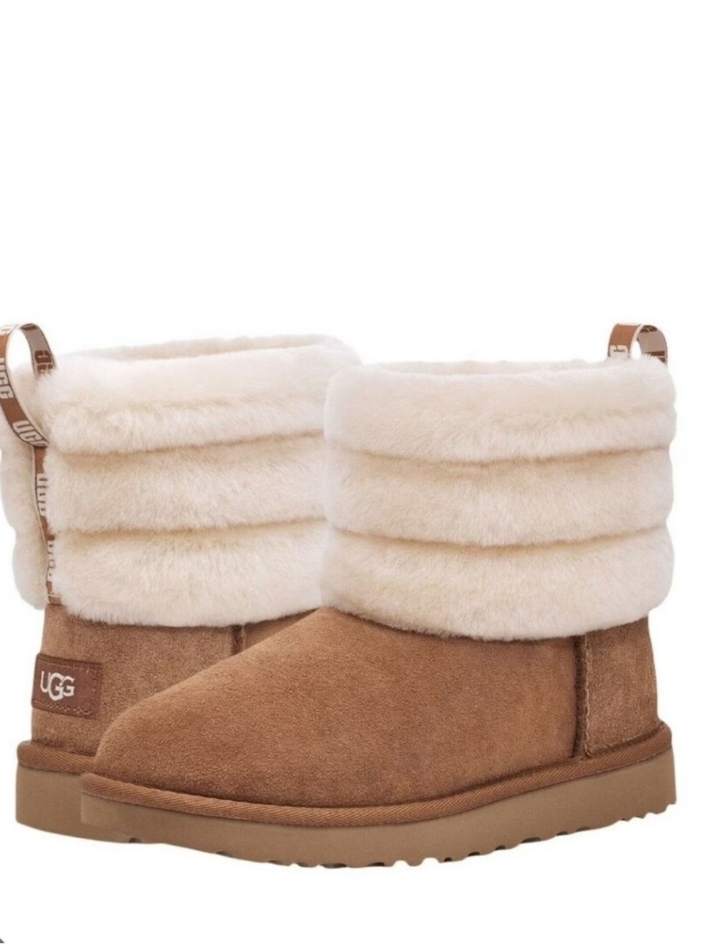 UGG Women's Chestnut Suede Short Boot with Cream Shearling Cuff